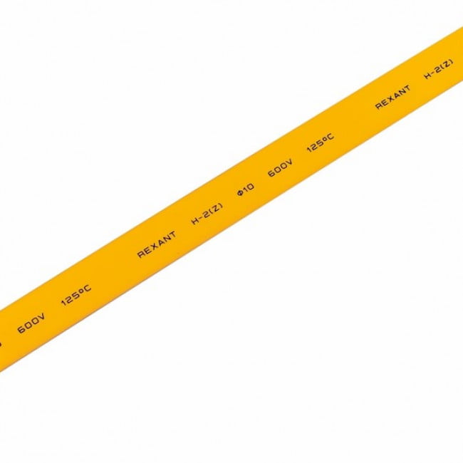 Термоусаживаемая трубка REXANT 10,0/5,0 мм, желтая, упаковка 50 шт. по 1 м