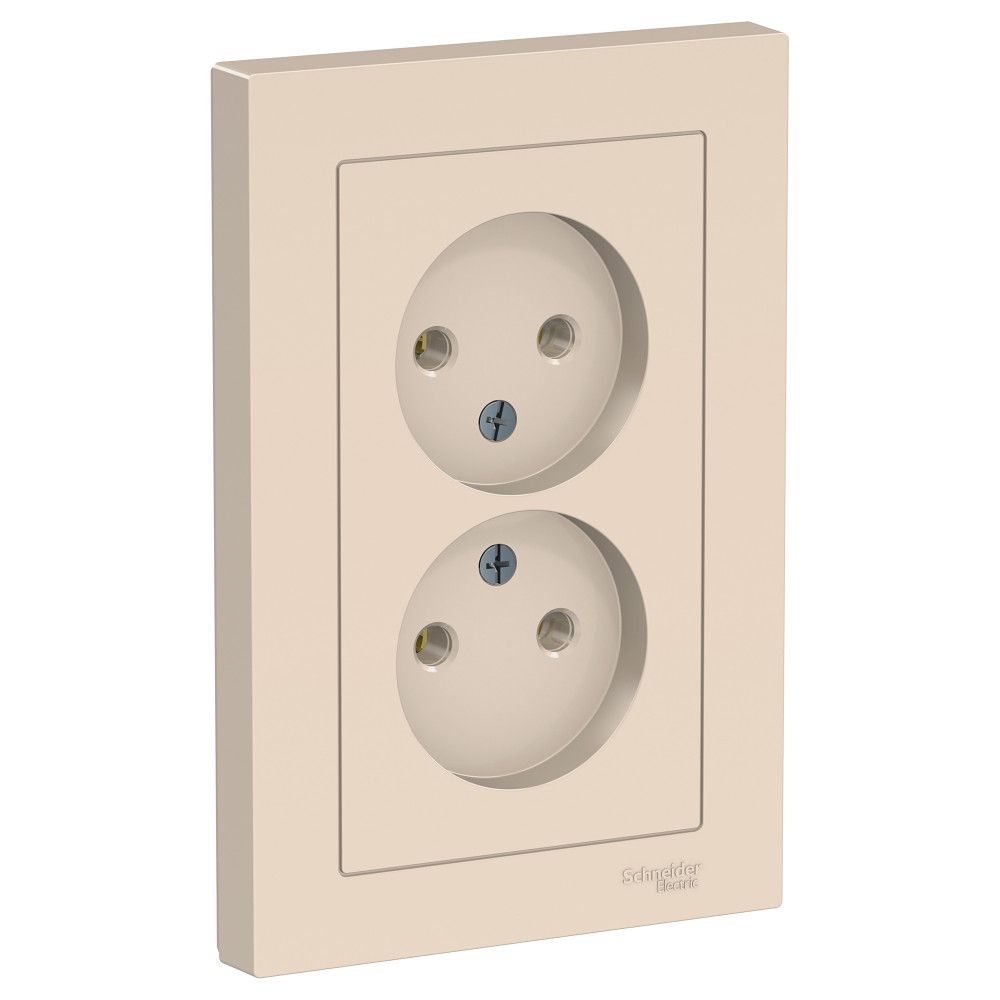 Розетка двойная Atlasdesign скрытой установки без заземления 16А в сборе  бежевый  ATN000220 Schneider Electric