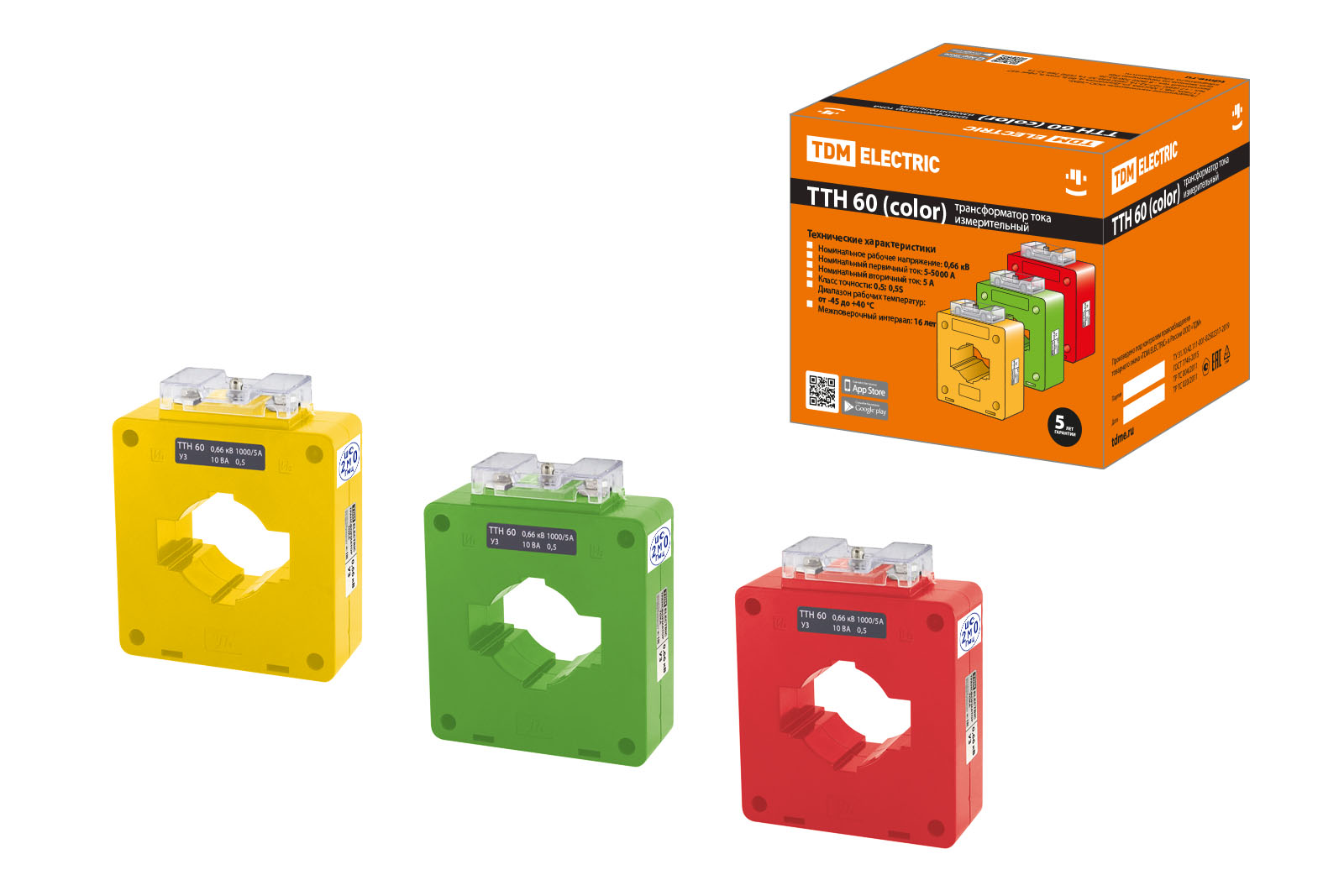 Трансформатор тока измерительный ТТН  60/ 600/5-10VA/0,5-Р (3 шт., color) TDM
