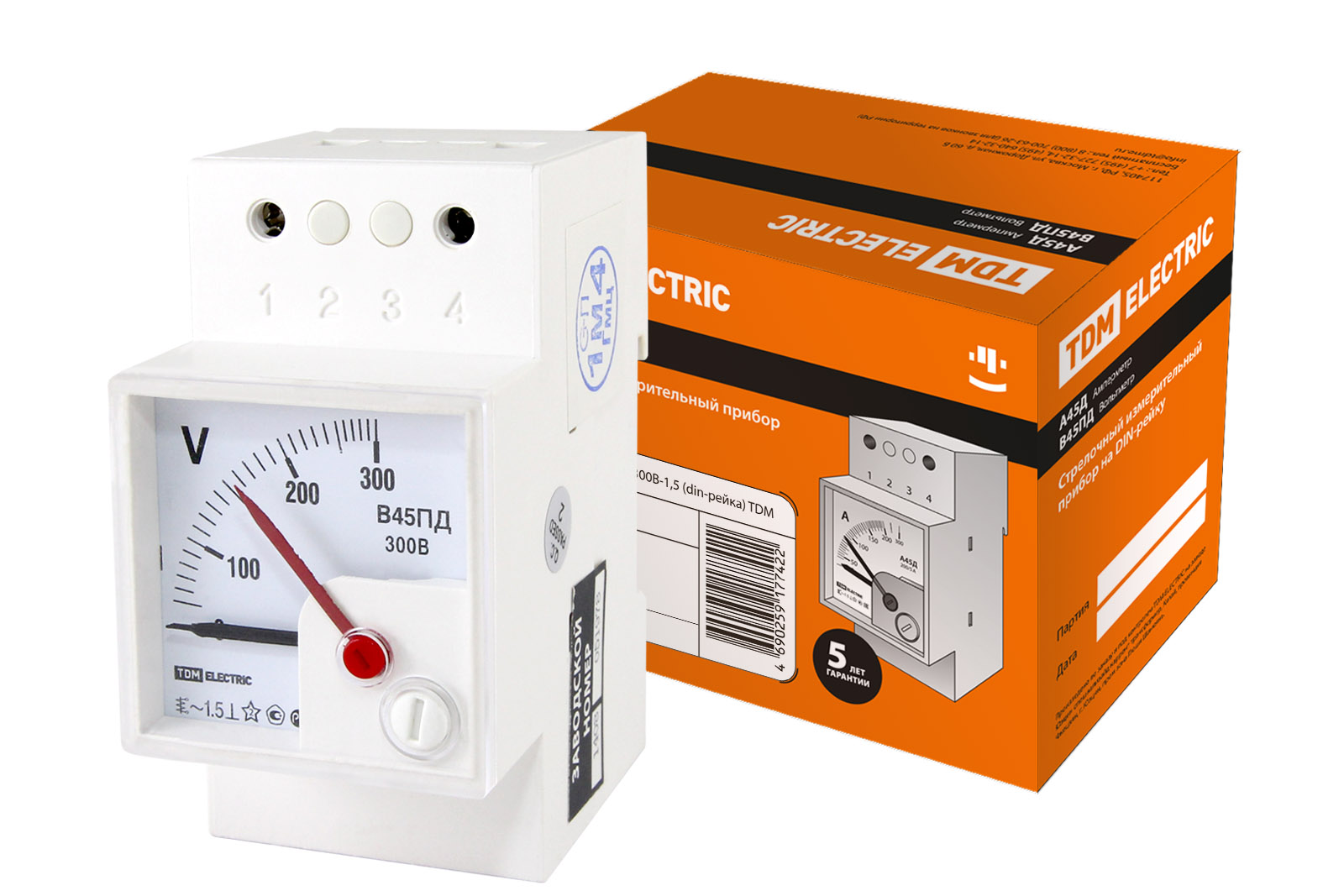 Вольтметр В45ПД 300В-1,5 (DIN-рейка) TDM