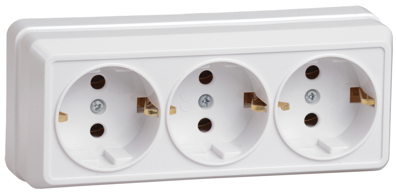 OKTAVA Роз. 3-мест. с з/к о/у 16А РС23-3-ОБ бел. IEK