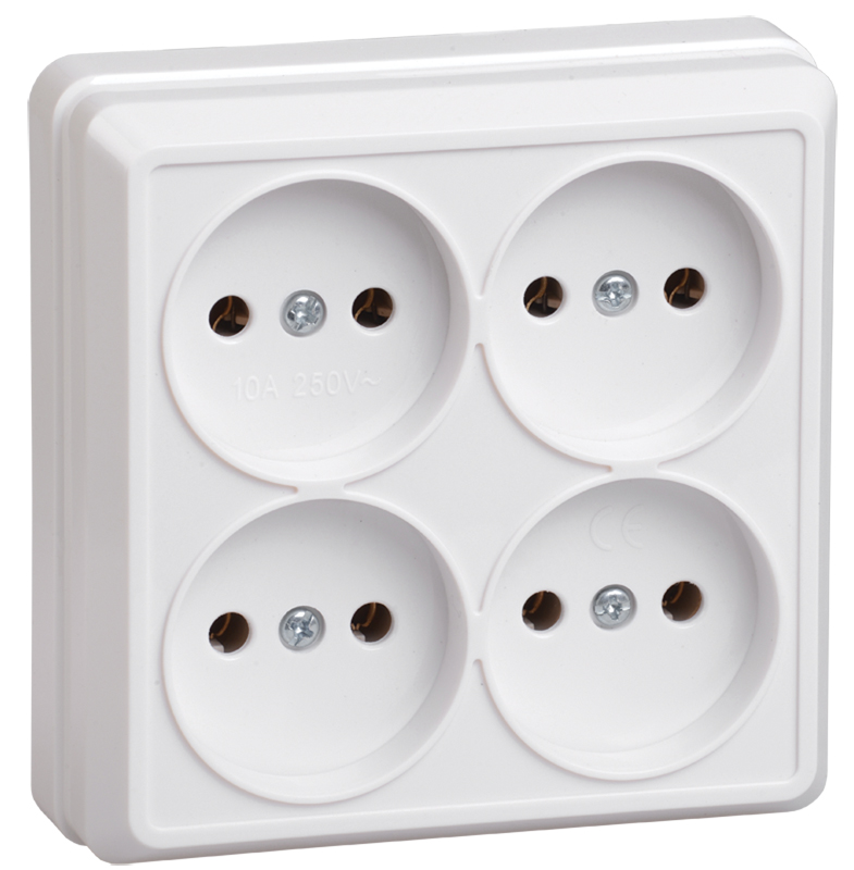 OKTAVA Роз. 4-мест. без з/к о/у 10А РС24-2-ОБ бел. IEK