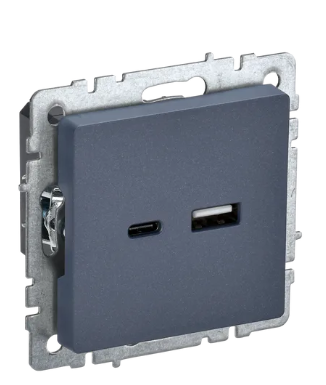 BRITE Роз. USB A+C 18Вт РЮ11-1-БрМ мар. IEK