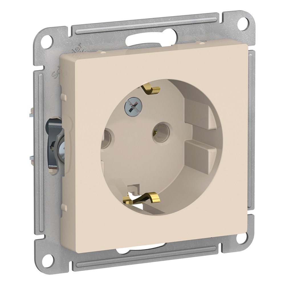 Розетка Atlasdesign скрытой установки с заземлением  16А механизм бежевый   ATN000243 Schneider Electric