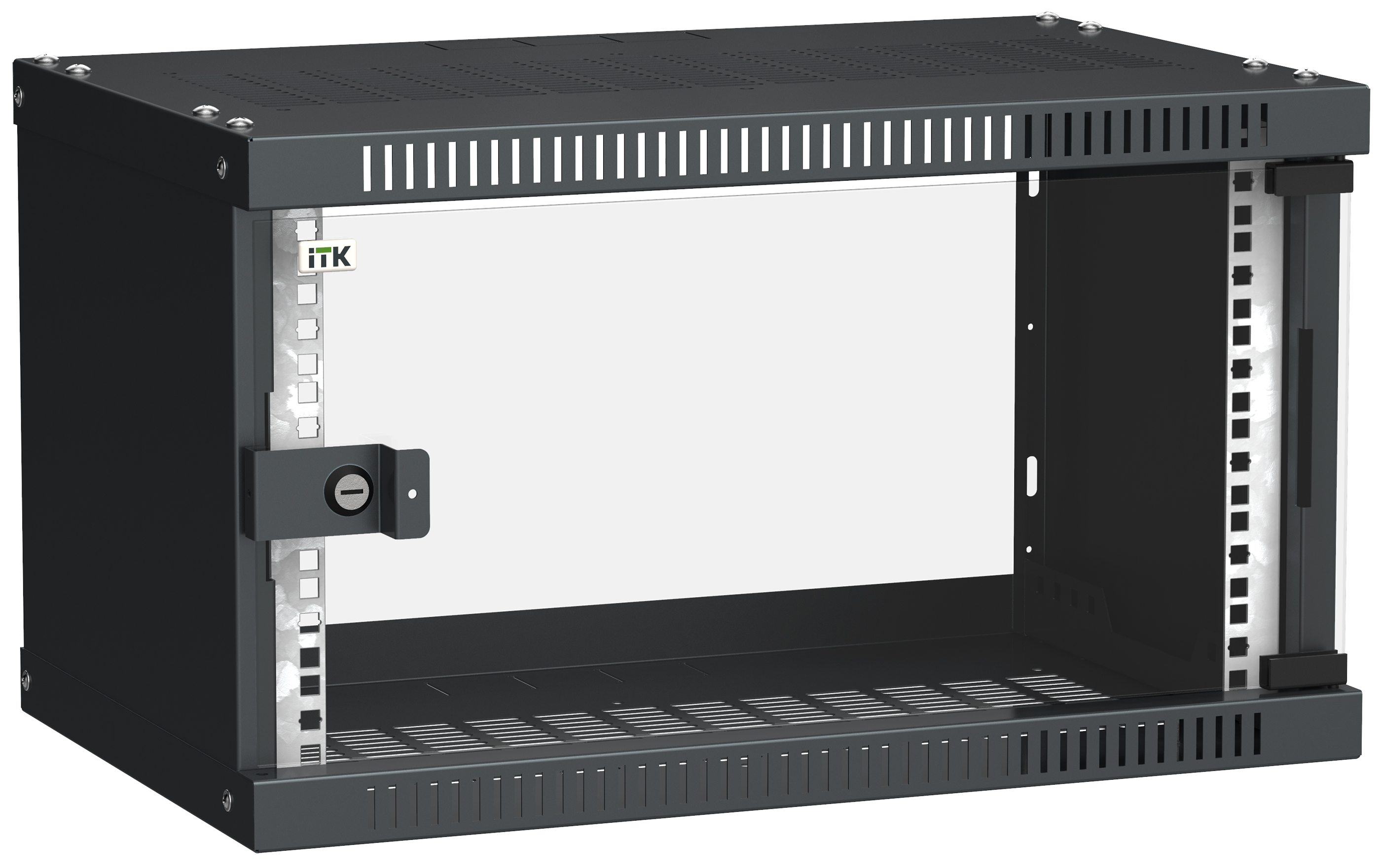 ITK Шкаф LINEA WE 6U 550x350мм дверь стекло черный