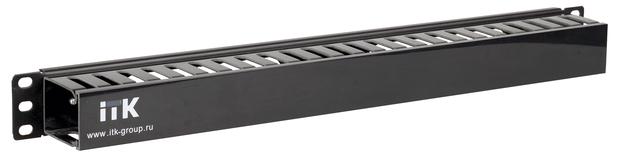 ITK 19" пластиковый каб. органайзер с крышкой, 1U, чер