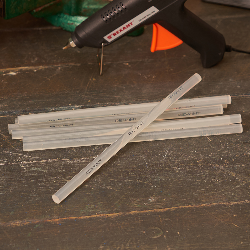 Клеевые стержни REXANT, Ø11 мм, 270 мм, прозрачные, 10 шт., хедер