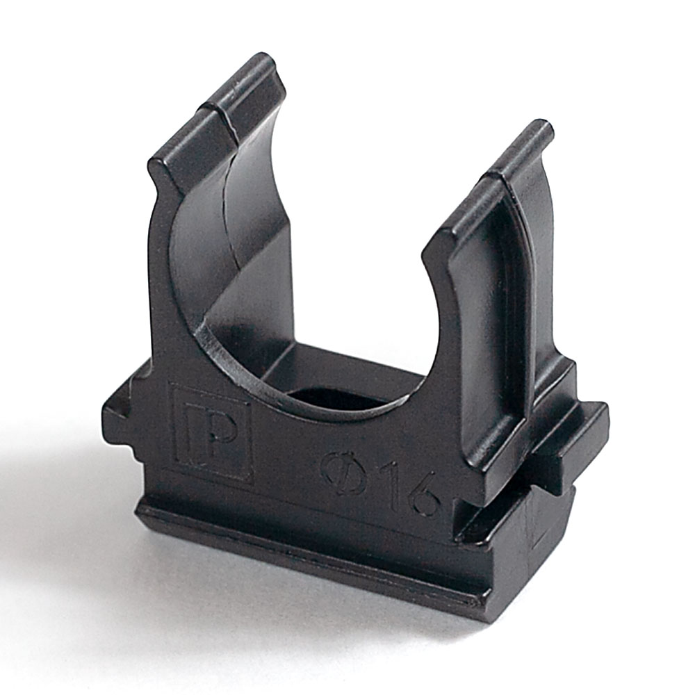 Крепёж-клипса для труб Полистирол черная d16 мм (100шт/2000шт уп/кор) Промрукав