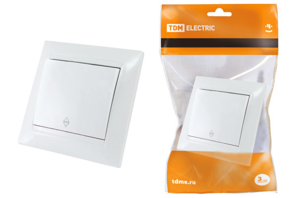 Перекрестный выключатель 1-кл. 10А белый "Лама" TDM
