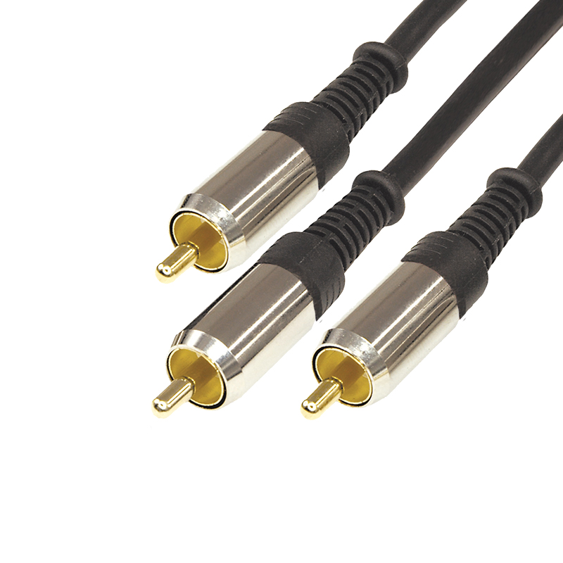 Шнур 3 RCA - 3 RCA, длина 1,5 метра, черный (GOLD) REXANT