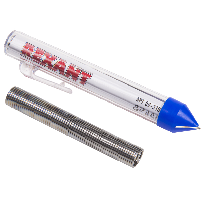 Припой с канифолью Ø 1.0 мм (олово 60%, свинец 40%), колба-карандаш 20 г REXANT