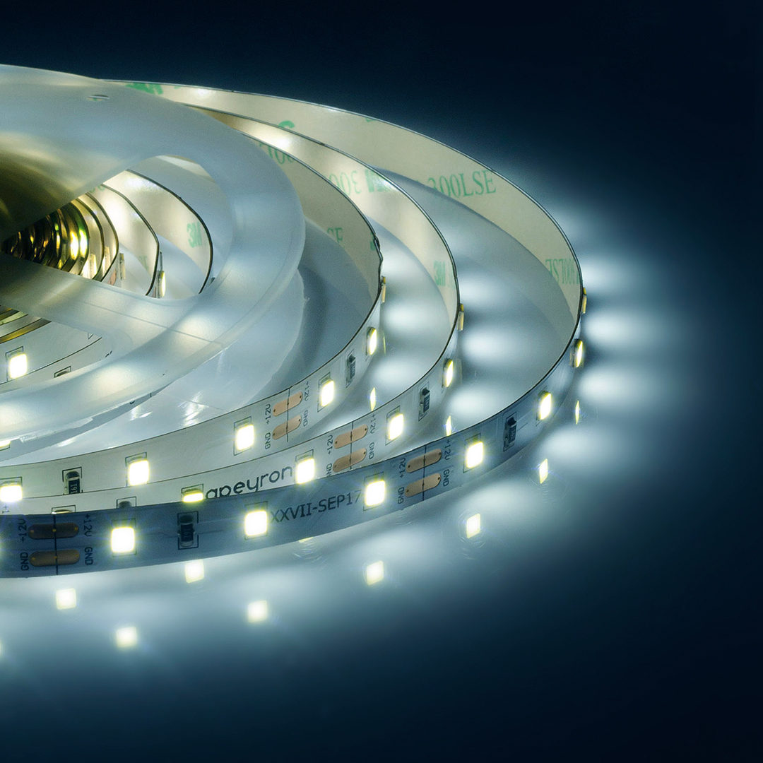 00-02 Светодиодная лента 12В, СТ, 4,8Вт/м, smd3528, 60д/м, IP20, 280Лм/м, ширина подложки 8мм, 5м, х/б, 6500К.