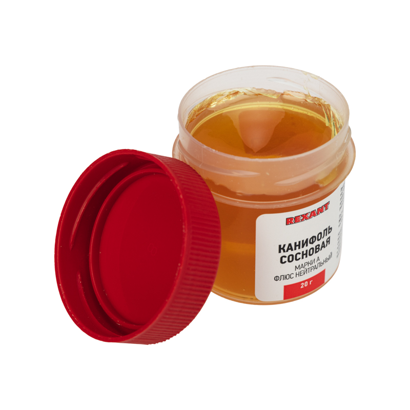 Канифоль сосновая REXANT, флюс НЕЙТРАЛЬНЫЙ, марка А, 20 г, банка