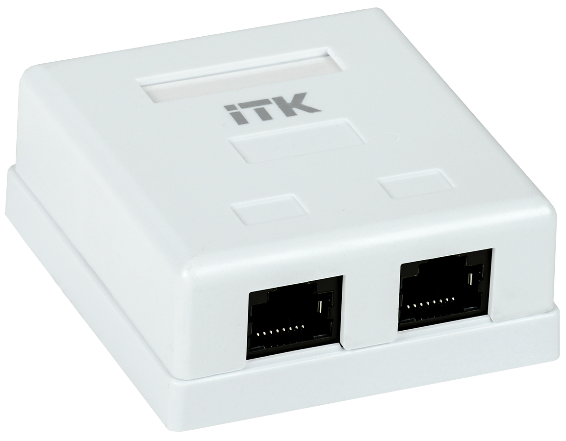 ITK Настенная инф. розетка RJ45, кат.5Е UTP, 2-порта