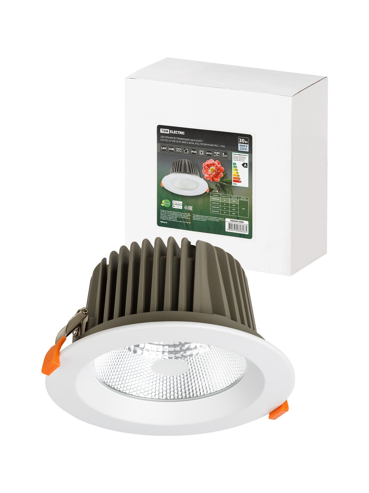 Светильник встраиваемый "Даунлайт" LED DCL-01-040 40 Вт, 4000 К, 80 Ra, IP20, прозрачный расс., TDM