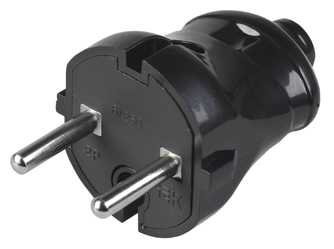 ВПп20-02-Ст Вилка разб. прямая без з/к 6А черная IEK