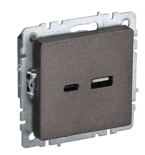 BRITE Роз. USB A+C 18Вт РЮ11-1-БрТБ бр. IEK