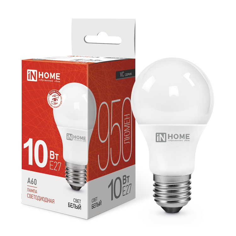 Лампа светодиодная LED-A60-VC 10Вт грушевидная 4000К нейтр. бел. E27 950лм 230В