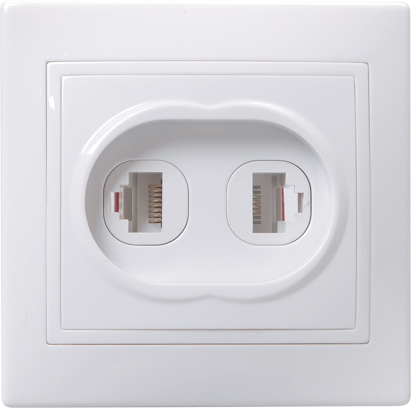 KVARTA Роз. 2-мест. RJ11+RJ45 кат.5е РК/Т12-КБ бел. IEK