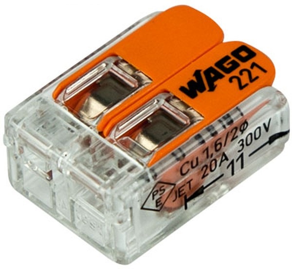 221-412 Универсальная компактная клемма 2-контактная до 4,0 мм² (100 шт./уп.) WAGO