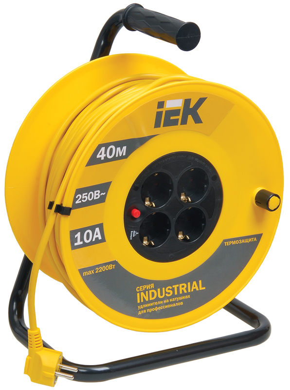 Катушка УК40 4 места 2P+PE/40м 3х1,0мм2 "Industrial" IEK