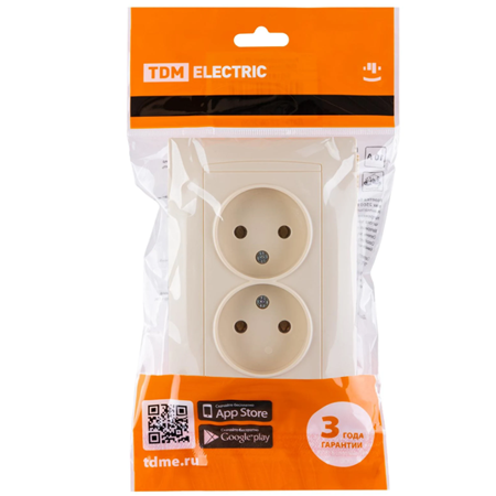 Розетка двойная 2П 10А 250В сл. кость "Лама" TDM