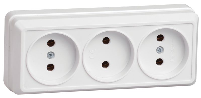 OKTAVA Роз. 3-мест. без з/к о/у 10А РС23-2-ОБ бел. IEK