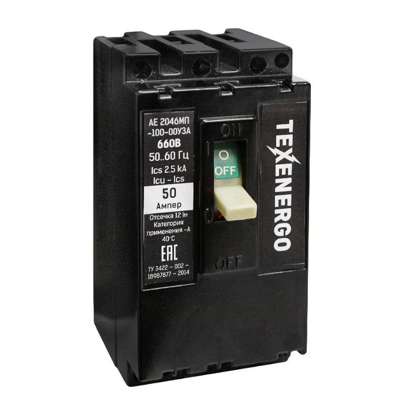 Автоматический выключатель АЕ 2046МП-100-00У3А 50 А Texenergo