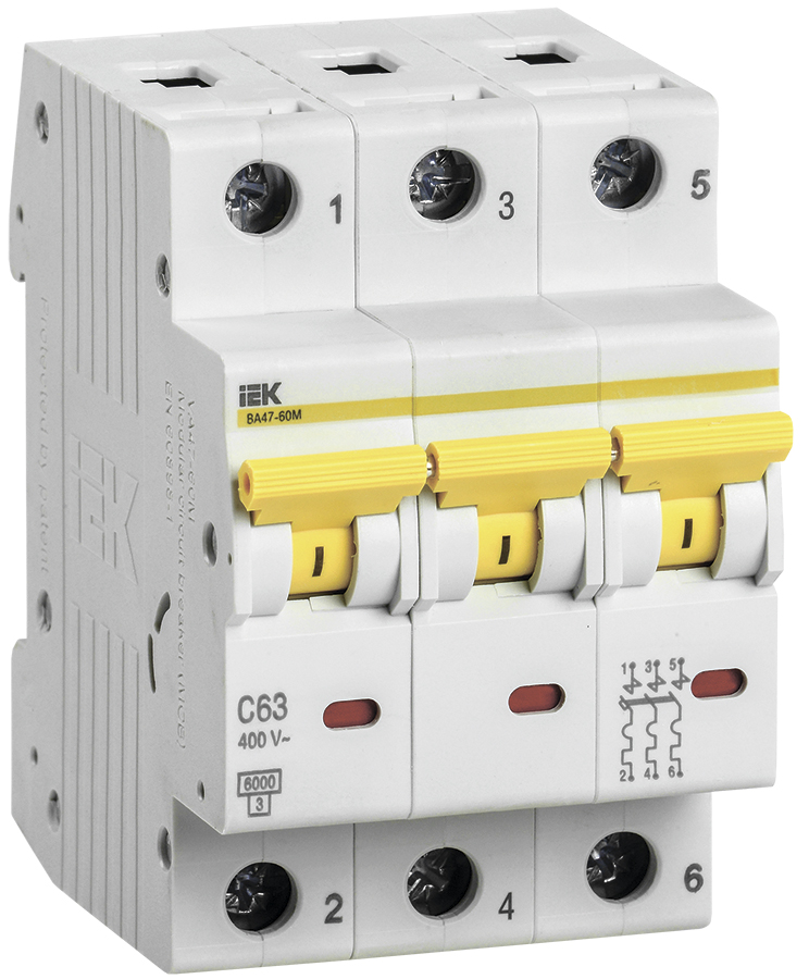 KARAT Авт. выкл. ВА47-60M 3P C 63А 6кА IEK