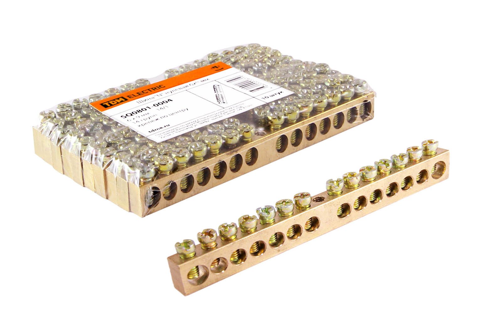 Шина "N" нулевая 6х9мм 14/1 (14 групп/крепеж по центру) TDM