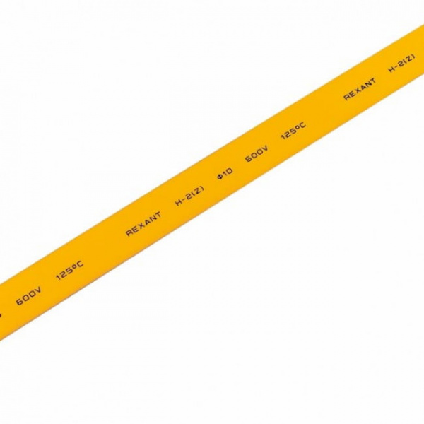 Термоусаживаемая трубка REXANT 10,0/5,0 мм, желтая, упаковка 50 шт. по 1 м