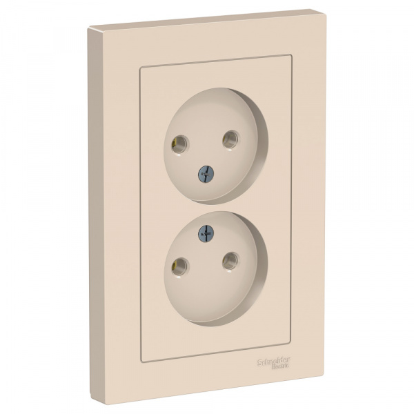 Розетка двойная Atlasdesign скрытой установки без заземления 16А в сборе  бежевый  ATN000220 Schneider Electric
