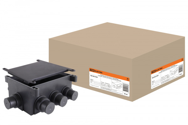 ***Коробка распаячная СП 118х76х60мм, 8 вводов, черная, для заливки в бетон, IP44 TDM