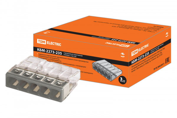 Клемма строительно-монтажная КБМ-2273-235 (2,5мм2) с пастой TDM