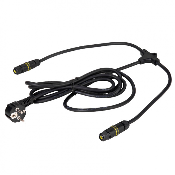 Комплект соединительный для прожекторов (Кабель питания,евровилка 0,28*0,28*2.5м, черный c 2 соедин.