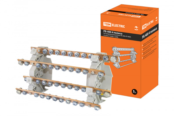 Блок распределительный РБ-400 4П 400А (4 шины 10xM6+1хM8) TDM