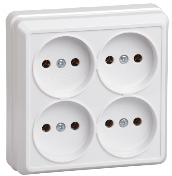 OKTAVA Роз. 4-мест. без з/к о/у 10А РС24-2-ОБ бел. IEK