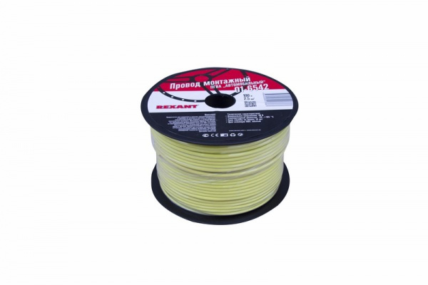 Провод ПГВА REXANT 1х2.50 мм², желтый, бухта 100 м
