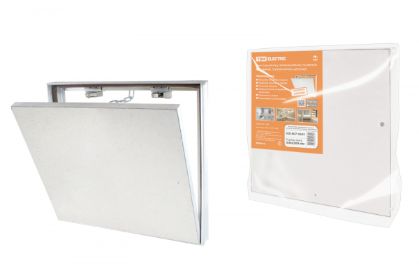 Люк под плитку, алюминиевый, съемный, нажимной, ограничитель-цепочка, 300х200, TDM