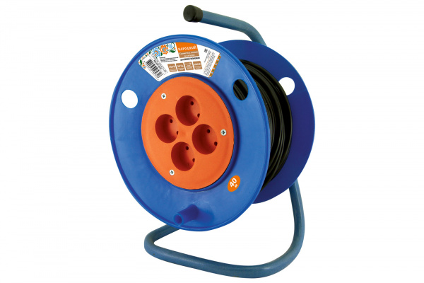 Удлинитель на катушке силовой народный 4 гнезда ПВС 3500 Вт с/з, 40м