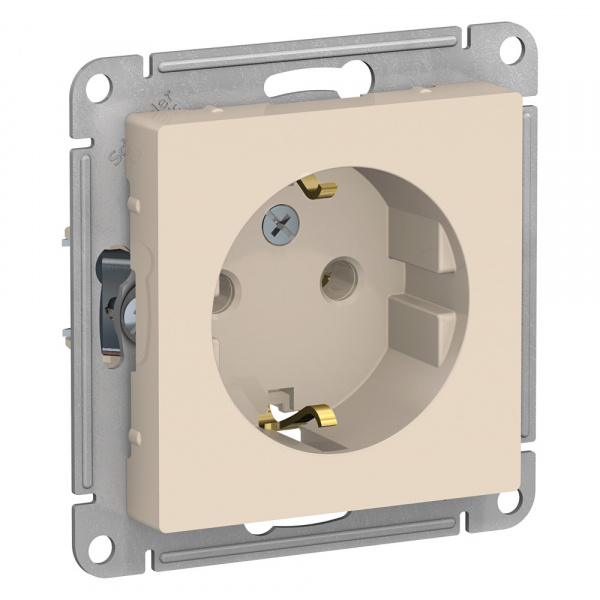 Розетка Atlasdesign скрытой установки с заземлением  16А механизм бежевый   ATN000243 Schneider Electric