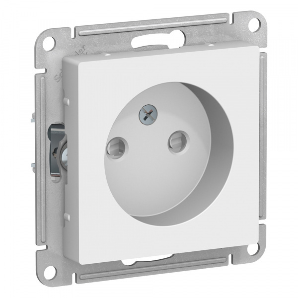 Розетка 1-м AtlasDesign 16А IP20 без заземл. защ. шторки мех. бел.