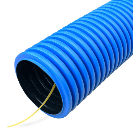 Труба гофрированная двустенная ПНД гибкая тип 450 (SN18) с/з синяя d63 мм (100м/уп) Промрукав