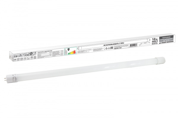 Лампа светодиодная НЛ-Т8-10 Вт-230 В-4000 К–G13, 600 мм, матовая, стекло, непов. Народная
