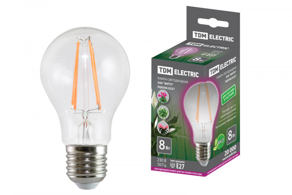 Лампа светодиодная A60-8 Вт-230 В-E27-CL "ФИТО" 60*108 мм TDM