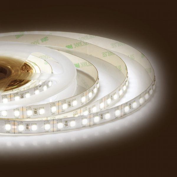00-131 Светодиодная лента 12В, СТ, 12Вт/м, smd2835, 120д/м, IP20, 1300Лм/м, ширина подложки 10мм, 5м, д/б, 4000К.