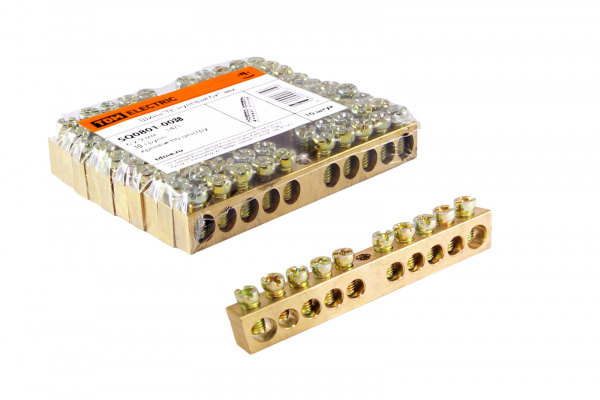 Шина "N" нулевая 6х9мм 10/1 (10 групп/крепеж по центру) TDM