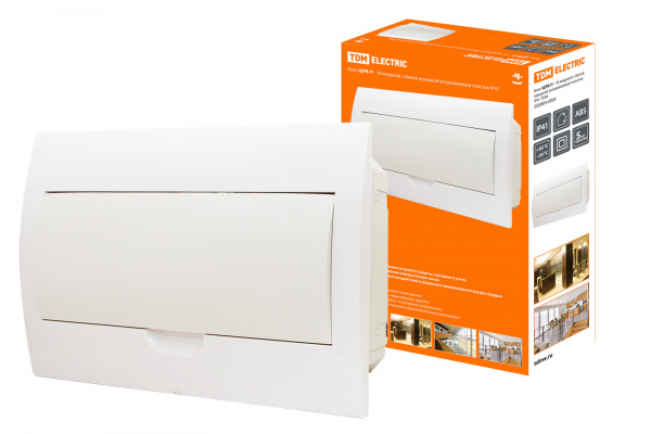 Бокс ЩРВ-П-18модулей с белой крышкой,встраиваемый, пластик IP41 TDM