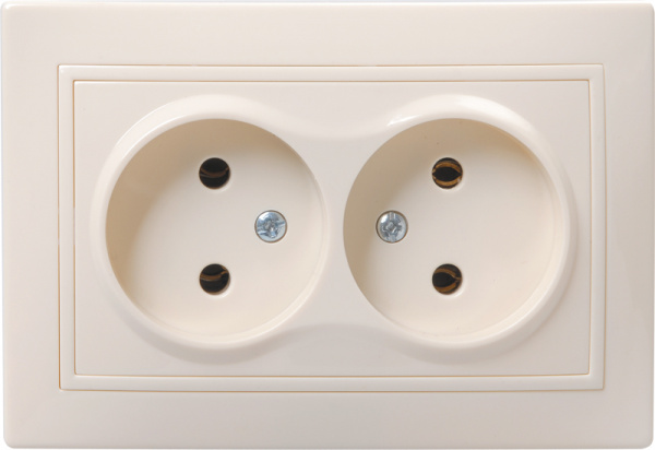 РС12-2-ККм Розетка 2местн. без з/к без защ.штор. 10А КВАРТА (кремовый)