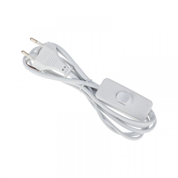 Сетевой шнур с выключателем 2х0,75 мм², 1,8 м белый REXANT